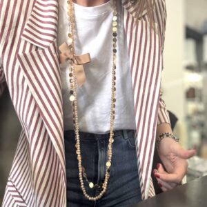 Collana lunga fiocchetto beige