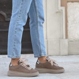 Sneaker platform taupe gioiello