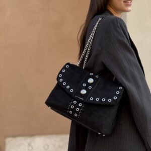 Alternative view of Ethnic Bowling bag suede black La Carrie