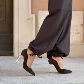Décolleté stiletto suede testa di moro