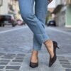 Décolleté suede testa di moro tacco 5 cm