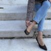 Décolleté suede testa di moro tacco 5 cm