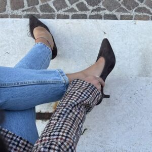 Décolleté suede testa di moro tacco 5 cm