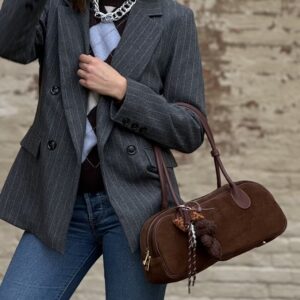 Borsa Balina suede testa di moro