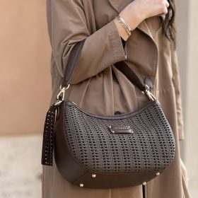 Woven shoulder bag brown La Carrie