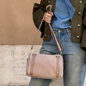 Bauletto suede rosa cipria