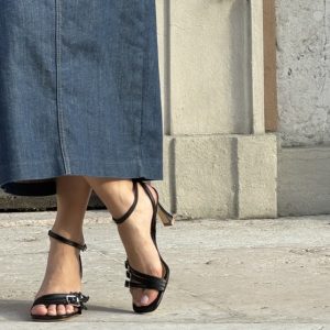 Alternative view of Sandalo Natalie nappa nera tacco 7 cm