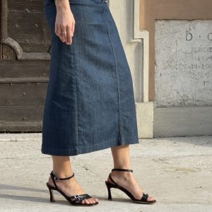 Sandalo Natalie nappa nera tacco 7 cm